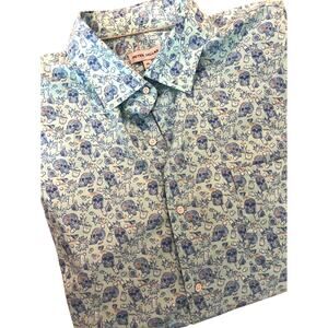 Peter Millar Men XL Button-Down Shirt Blue Pirate Rum Sugar Skull Tequila Resort